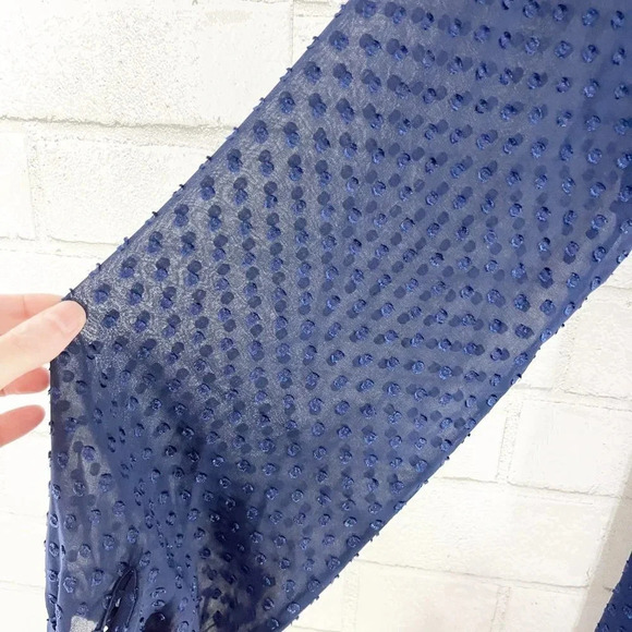 Yumi Kim Navy Blue Swiss Dot Drop Waist Valencia Dress Women's Size Medium NWT - Picture 6 of 9